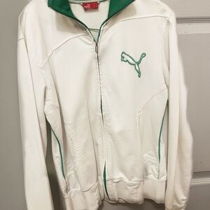 Puma White Jacket with Green Logo